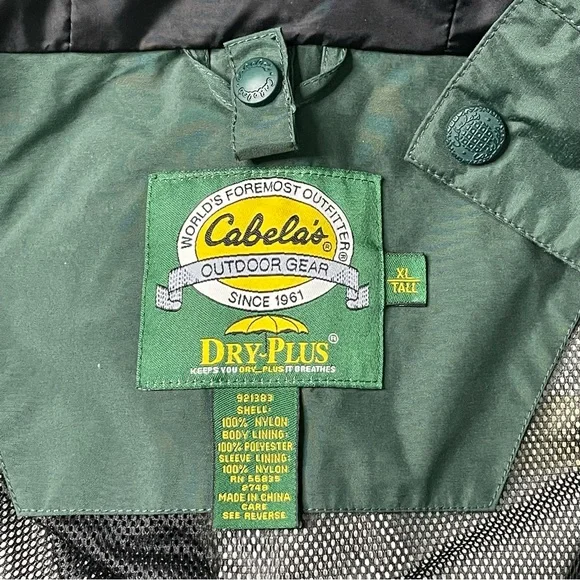 CABELA’S OUTDOOR GEAR Dry Plus Hooded Utility Rain Wind Jacket Winter Coat TALL - Picture 12 of 13